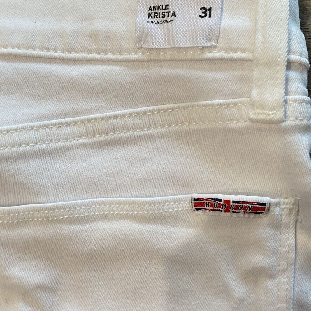 HUDSON NWT Ankle‎ Krista Super Skinny Jeans $185 WARL White 31 Frayed Hem - Picture 8 of 8